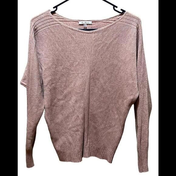 Vila Milano Medium Ribbed Sweater Pullover Tan Long Sleeve Buttons up‎ back - Picture 1 of 3